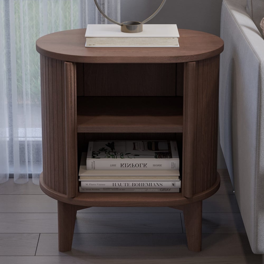 Calgary Wooden Side Table In Walnut