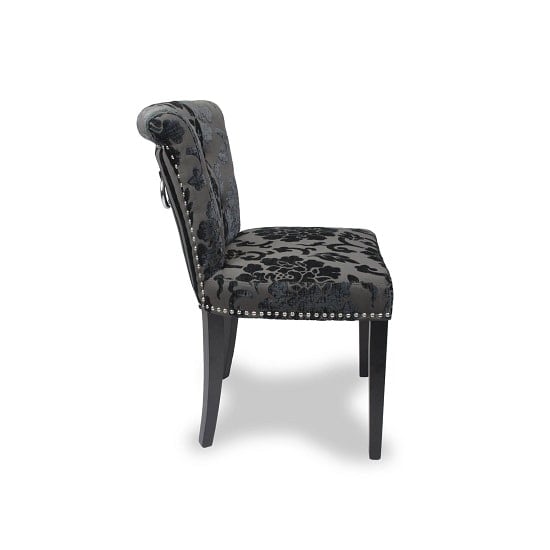 Soweto Baroque Fabric Dining Chair In Charcoal In A Pair_2