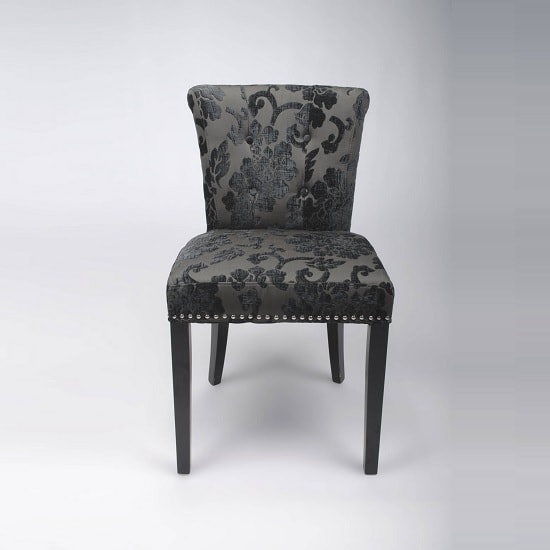 Soweto Baroque Fabric Dining Chair In Charcoal In A Pair_3