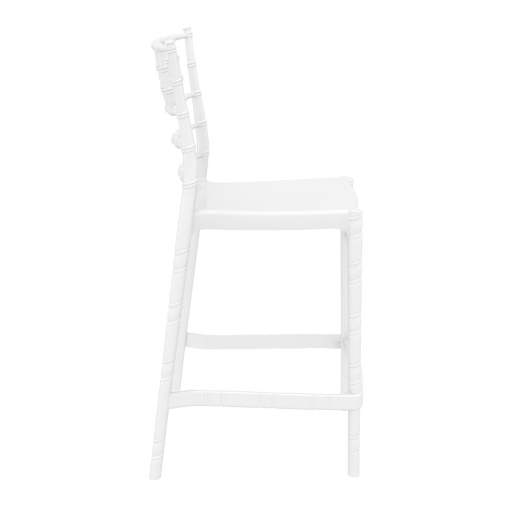 Calhoun Glossy White Polycarbonate Bistro Stools In Pair