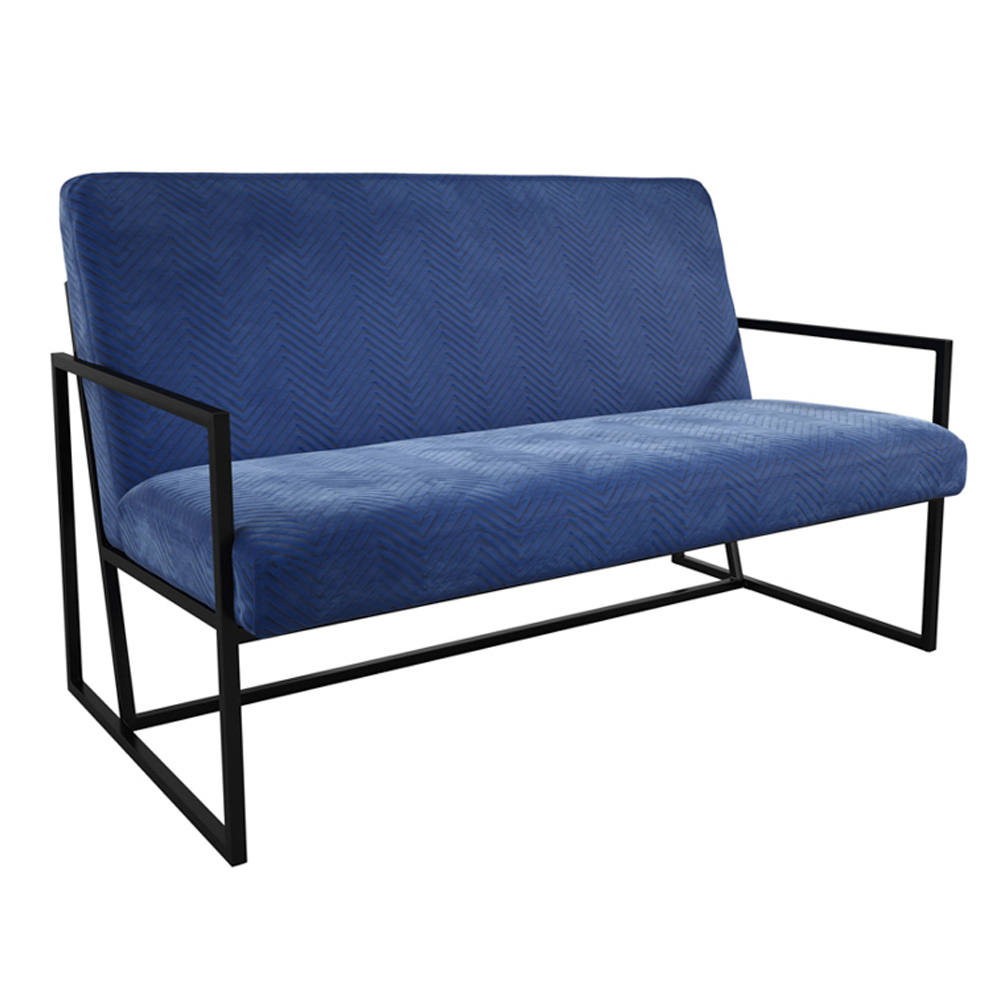 Calhoun Velvet 2 Seater Sofa With Metal Frame In Blue