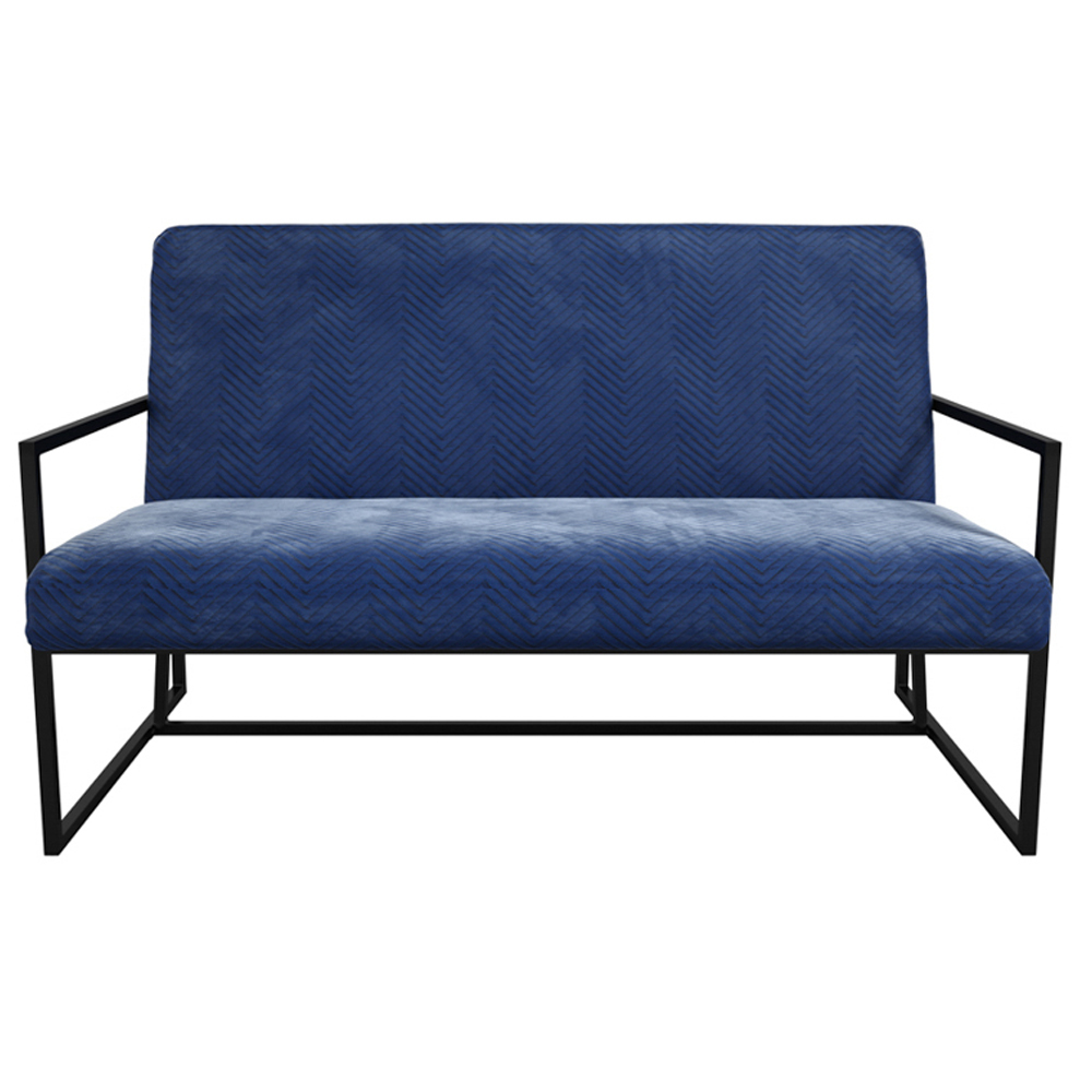Calhoun Velvet 2 Seater Sofa With Metal Frame In Blue