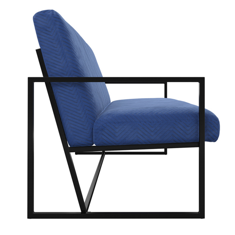 Calhoun Velvet 2 Seater Sofa With Metal Frame In Blue