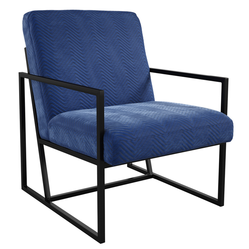 Calhoun Velvet Accent Chair With Metal Frame In Blue