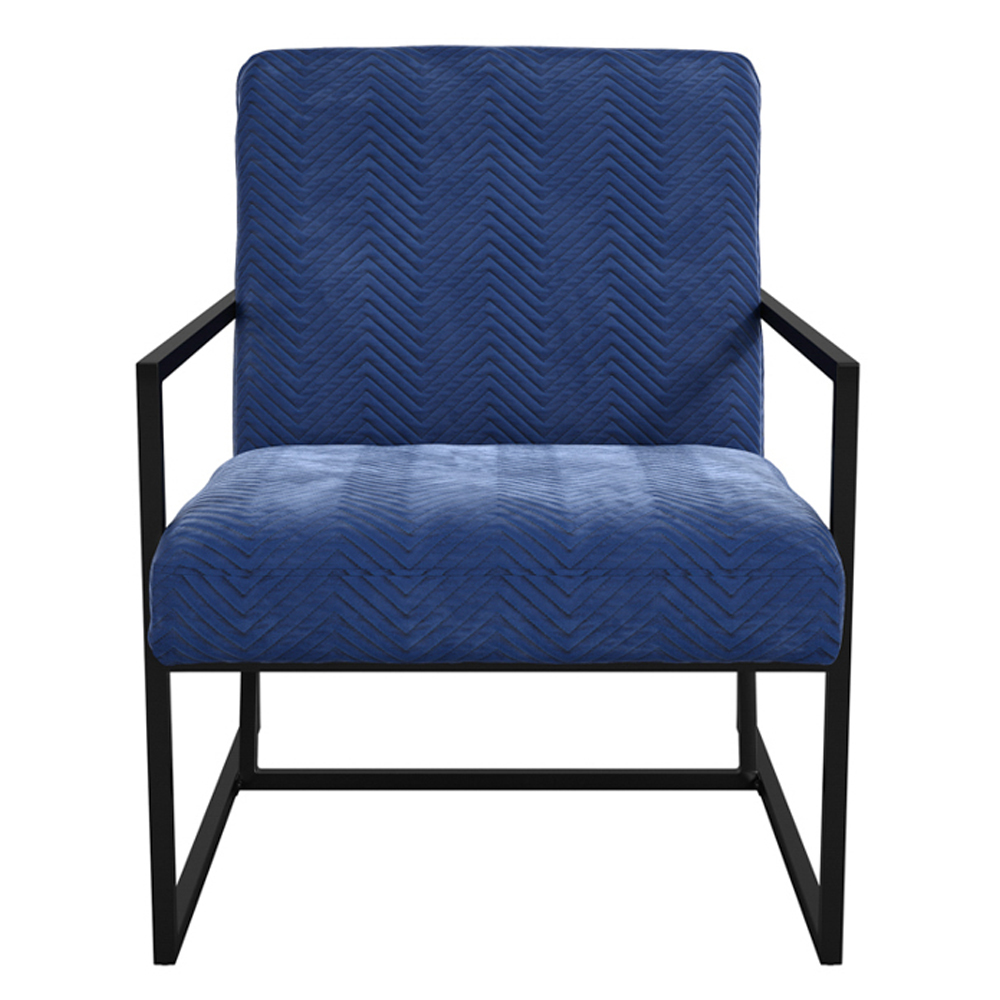 Calhoun Velvet Accent Chair With Metal Frame In Blue