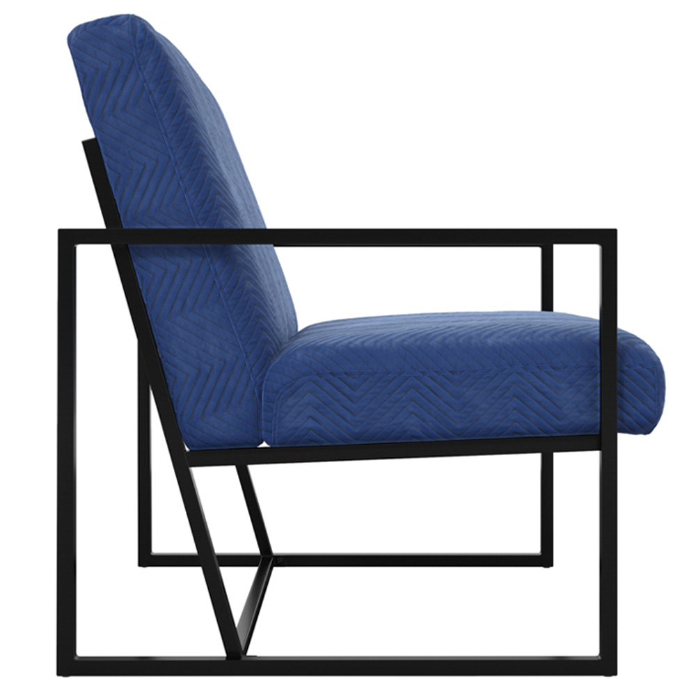 Calhoun Velvet Accent Chair With Metal Frame In Blue