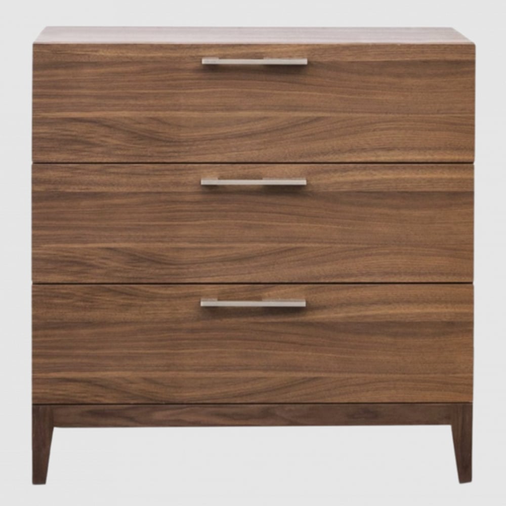 calhoun wooden chest of 3 drawers in walnut