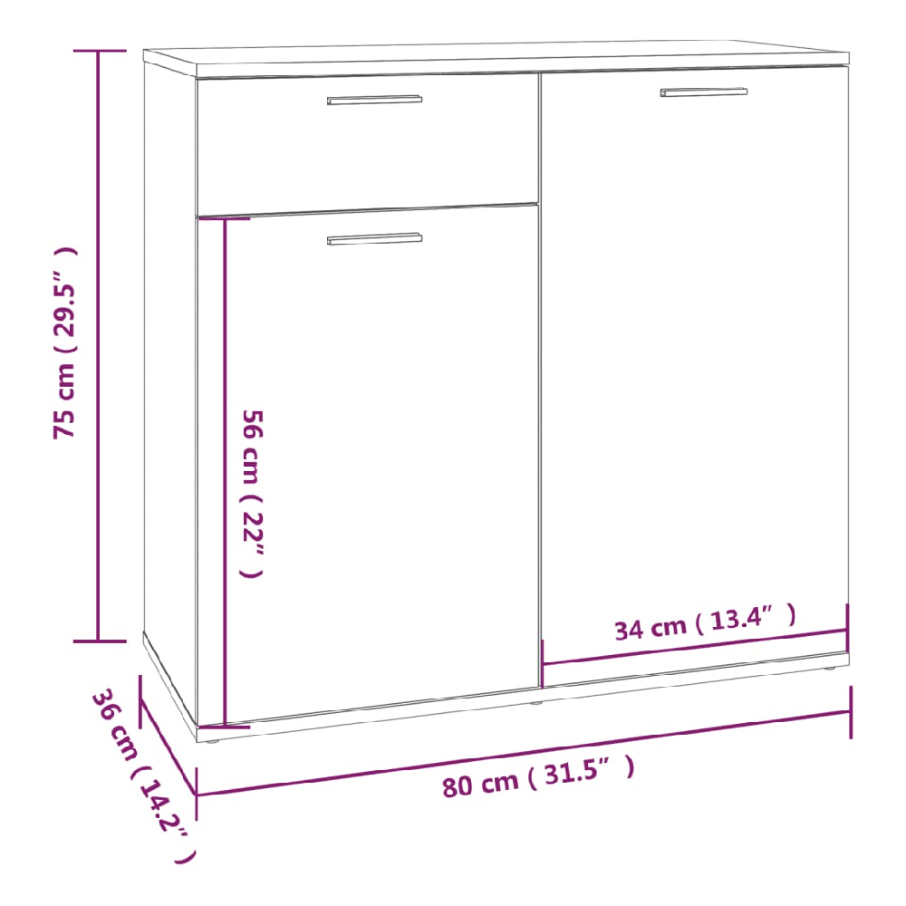 Calhoun Wooden Sideboard With 2 Doors 1 Drawer In Smoked Oak