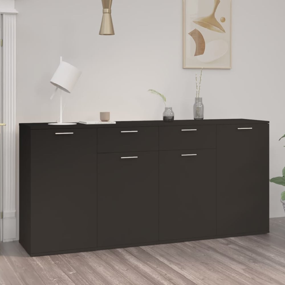 Read more about Calhoun wooden sideboard with 4 doors 2 drawers in black