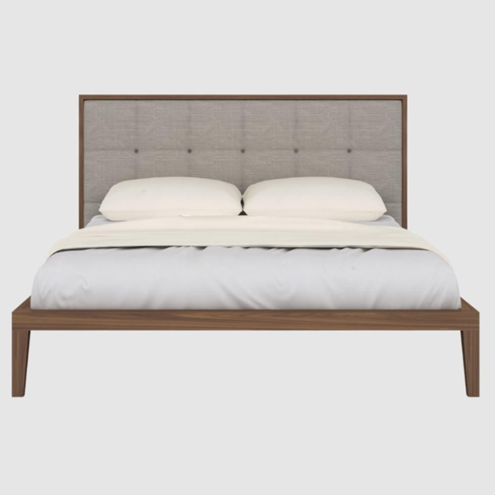 Calhoun Wooden Super King Size Bed With Fabric Headboard In Walnut