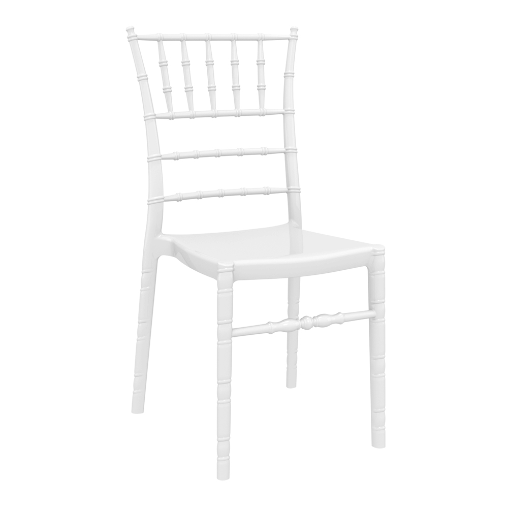 Calhoun Glossy White Polycarbonate Side Dining Chairs In Pair