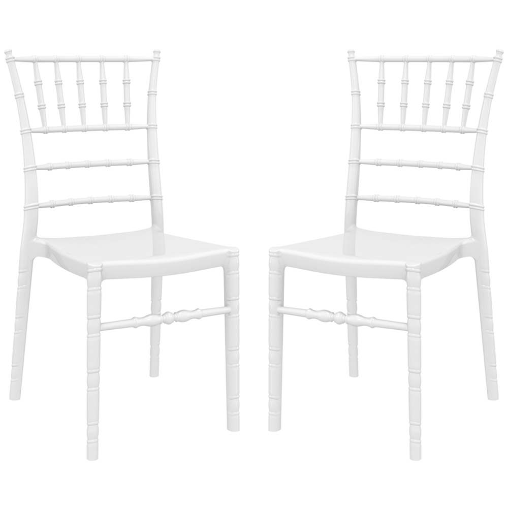 Calhoun Glossy White Polycarbonate Side Dining Chairs In Pair