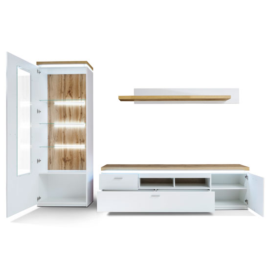 Cali LED Living Room Set In Oak And White With Display Cabinet_3