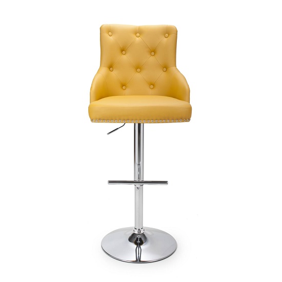 Rivne Bar Stool In Yellow With Polished Chrome Base_2