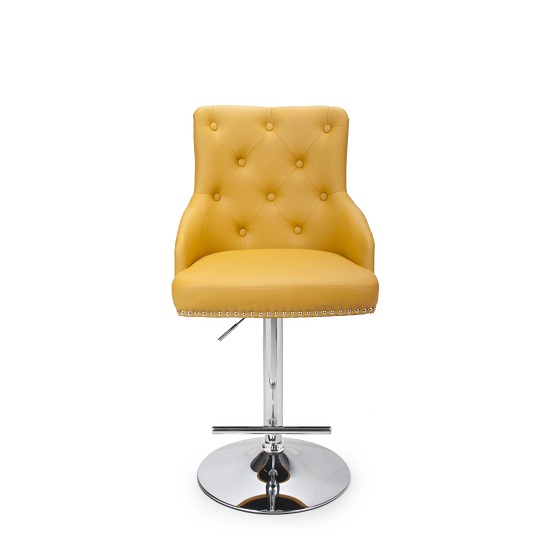 Calico Bar Stool In Yellow With Polished Chrome Base FiF