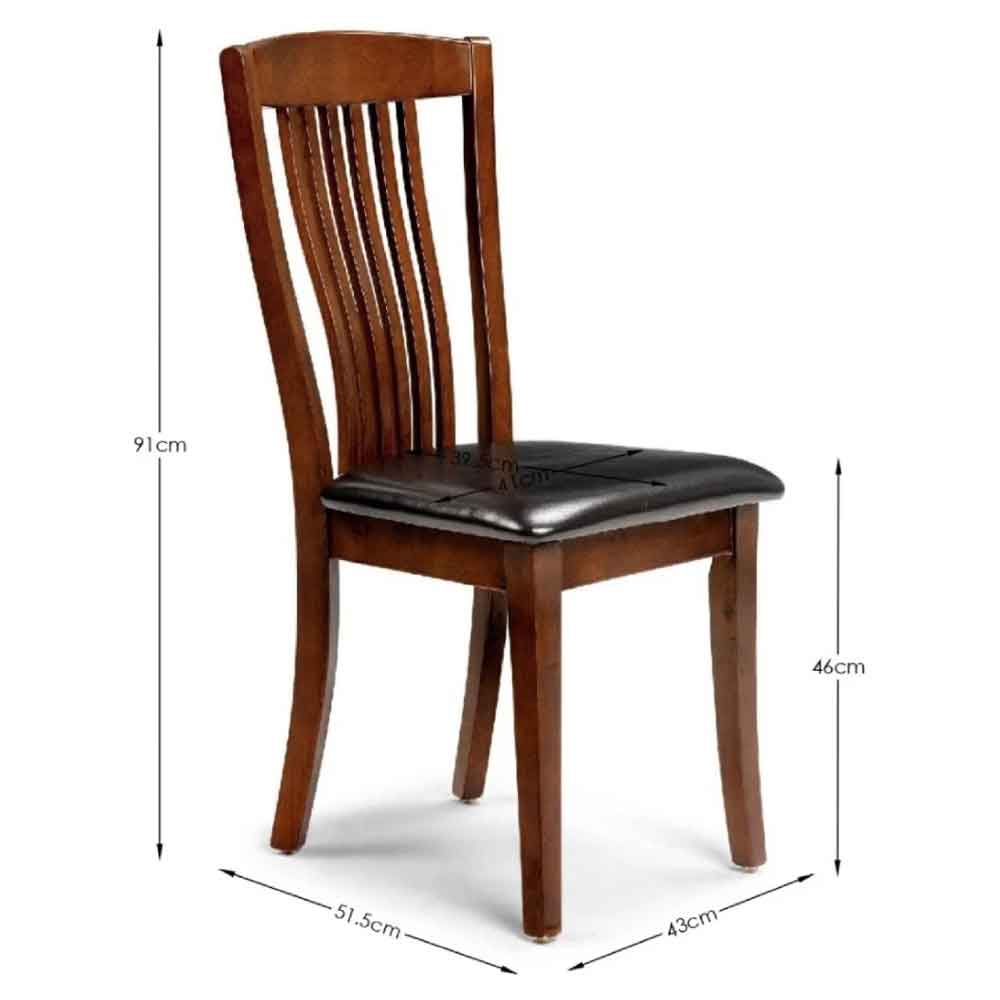 Calico Mahogany Wooden Dining Chairs in Pair