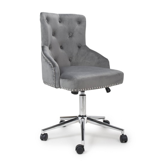 Read more about Rivne office chair in grey brushed velvet with chrome base