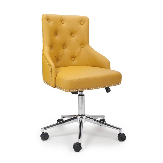 Product photograph of Rivne Office Chair In Yellow Leather Match With Chrome Base from Furniture in Fashion