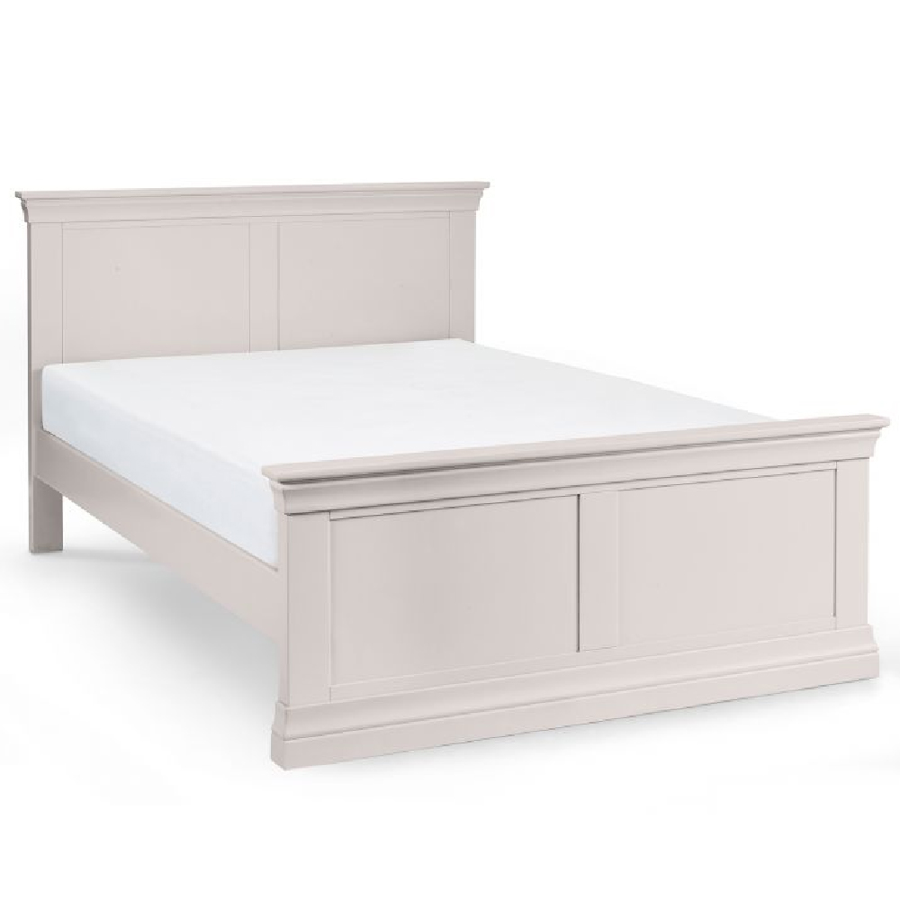 Calida Wooden King Size Bed In Light Grey