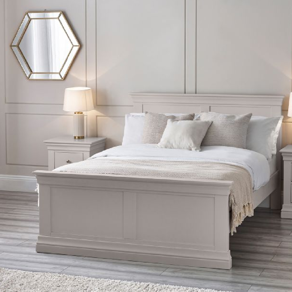 Read more about Calida wooden king size bed in light grey