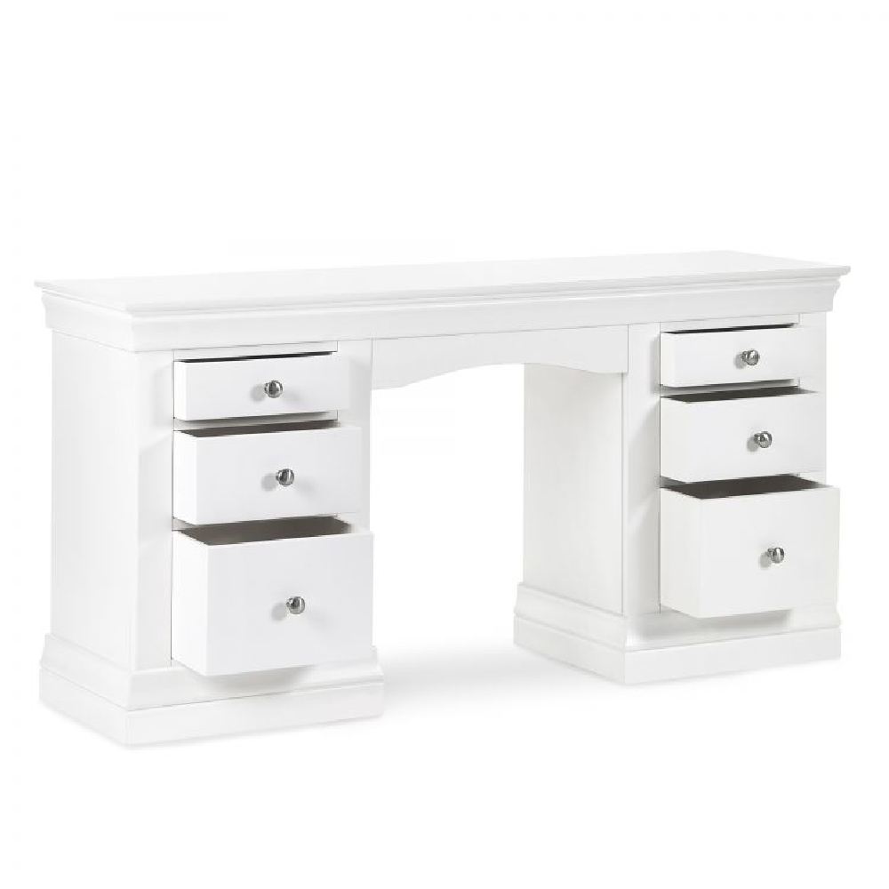 Calida Wooden Dressing Table With 6 Drawers In White