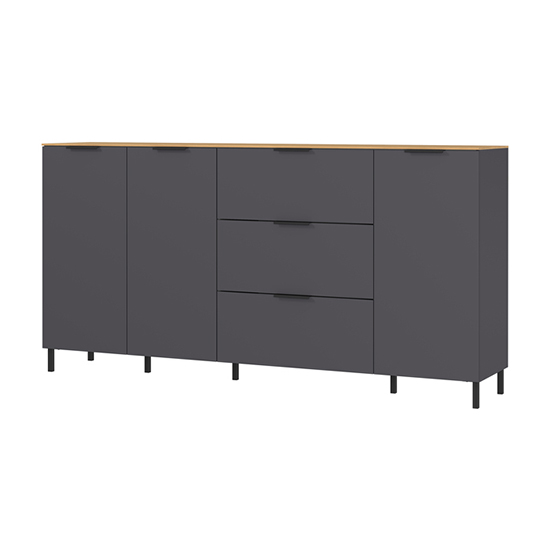 California Sideboard With 3 Doors 3 Drawers In Graphite And Oak