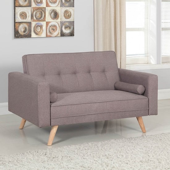 Photo of Chandler fabric sofa bed in grey with wooden legs