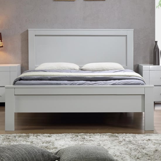 Calliope Wooden Double Bed In Grey
