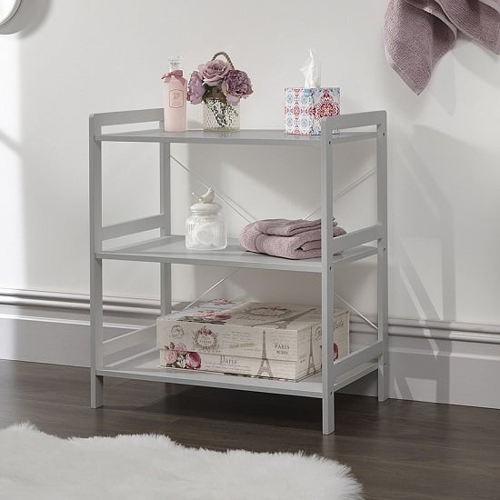 Calino Wooden 3 Tier Shelving Unit In Grey