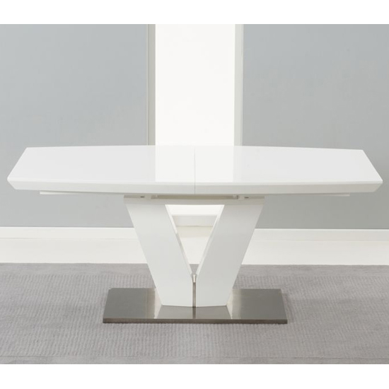 Calinok Rectangular Extending High Gloss Dining Table In White_3