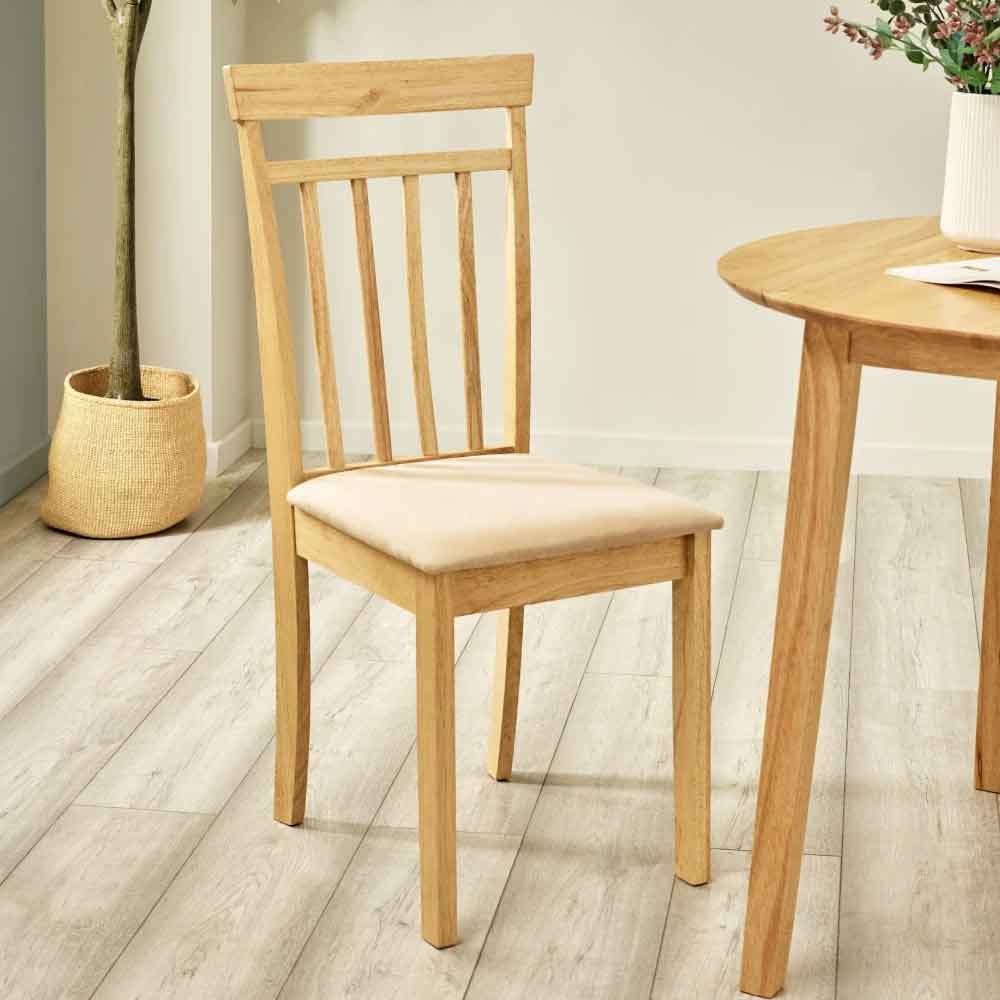 Calista Natural Oak Wooden Dining Chairs in Pair