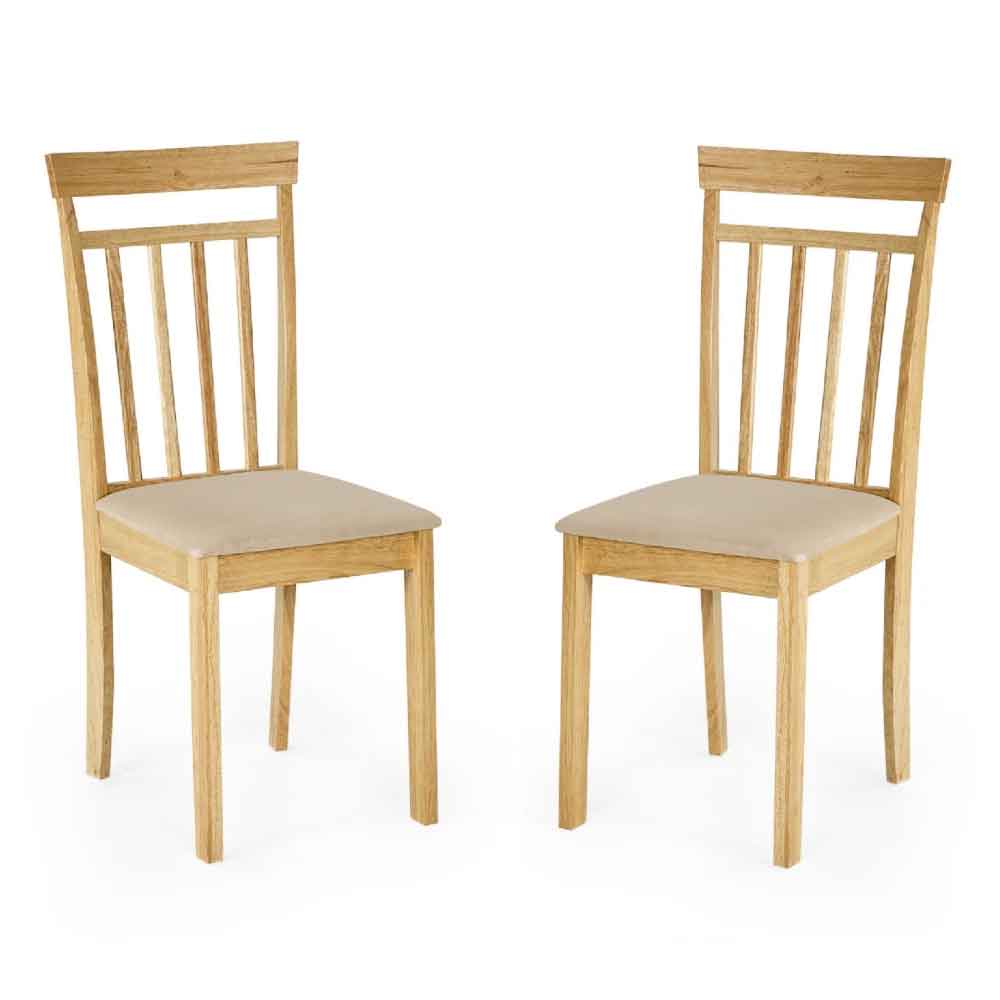 Calista Natural Oak Wooden Dining Chairs in Pair