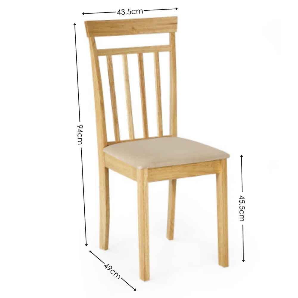 Calista Natural Oak Wooden Dining Chairs in Pair