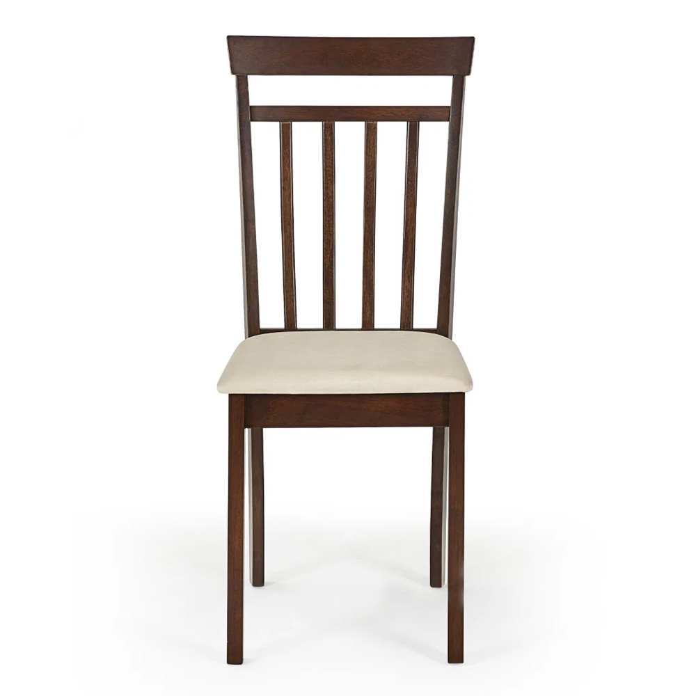 Calista Walnut Wooden Dining Chairs with Fabric Seat in Pair