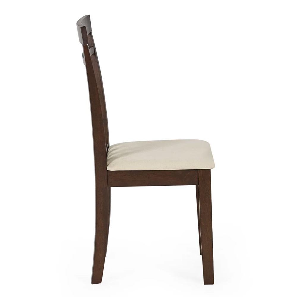 Calista Walnut Wooden Dining Chairs with Fabric Seat in Pair