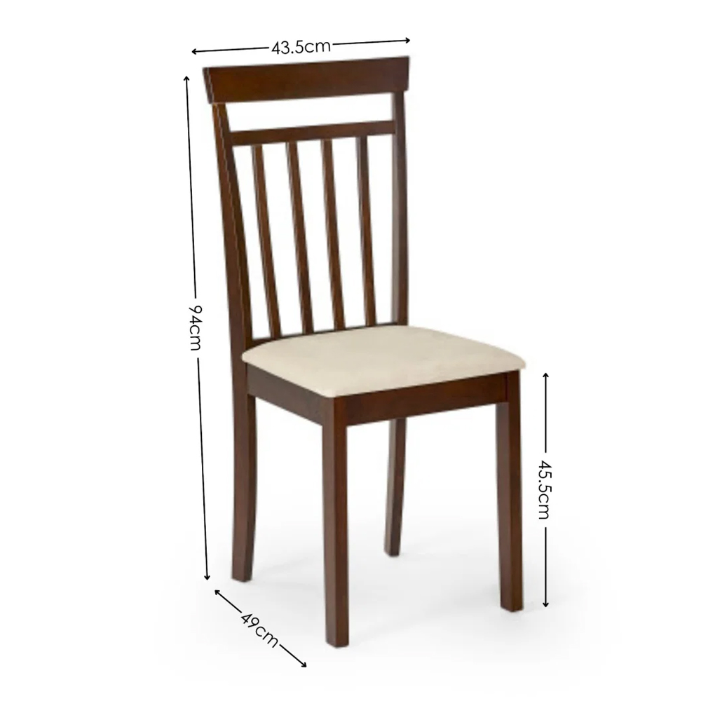 Calista Walnut Wooden Dining Chairs with Fabric Seat in Pair
