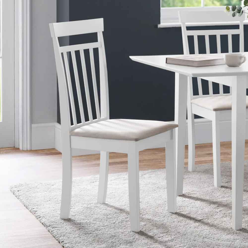 Calista White Wooden Dining Chairs in Pair