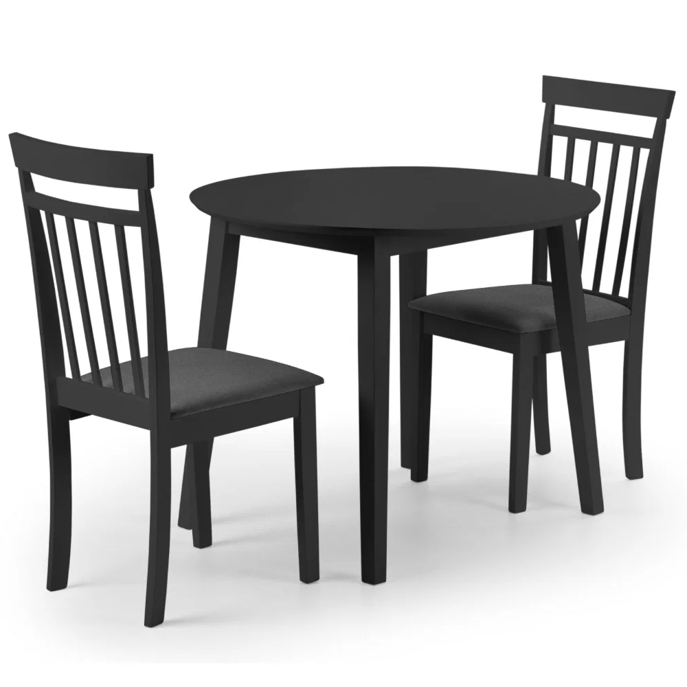 Calista Wooden Dropleaf Dining Table with 2 Chairs in Black