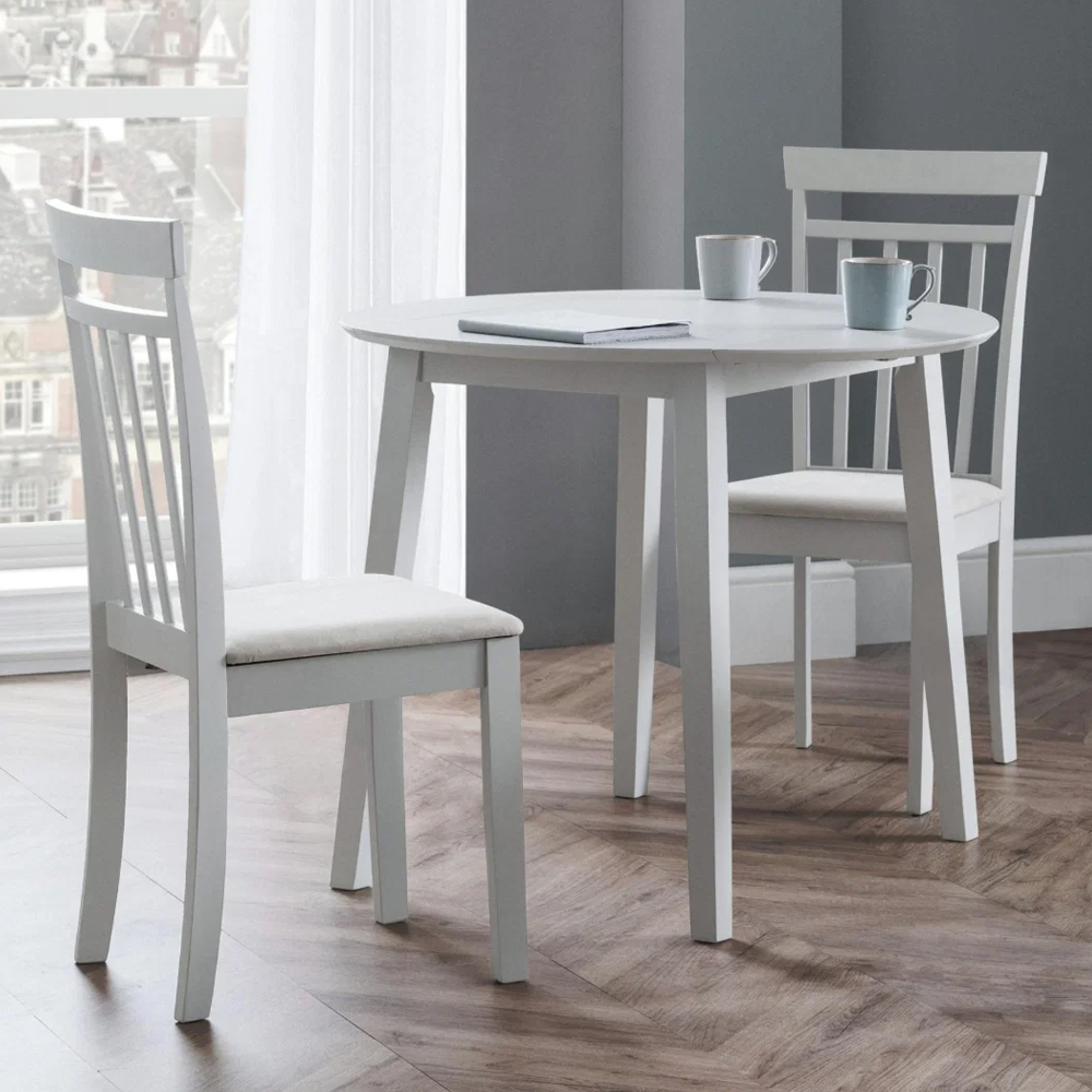 Calista Wooden Dropleaf Dining Table with 2 Chairs in Grey