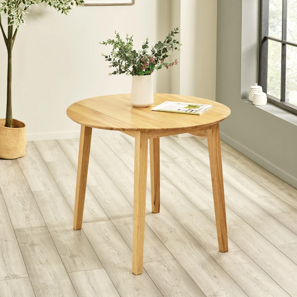 Calista Wooden Dropleaf Dining Table with 2 Chairs in Natural