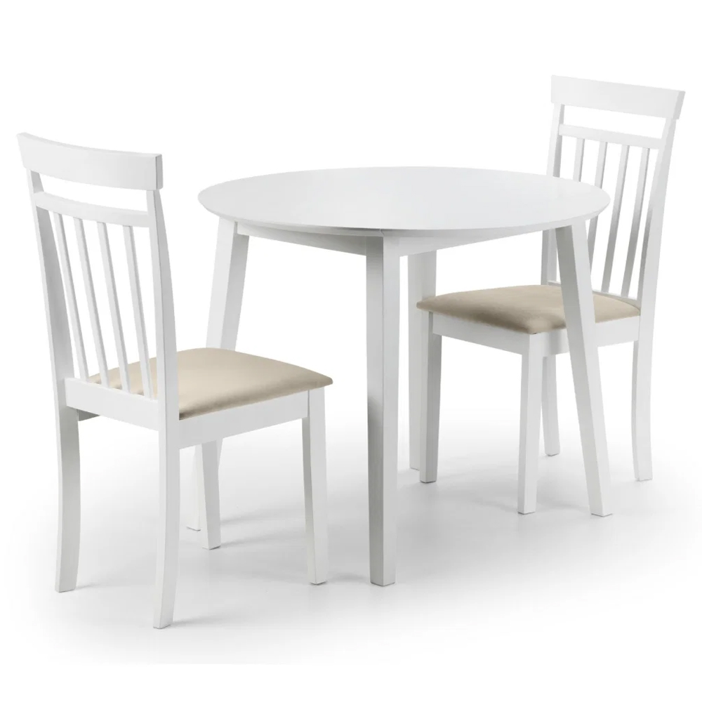 Calista Wooden Dropleaf Dining Table with 2 Chairs in White