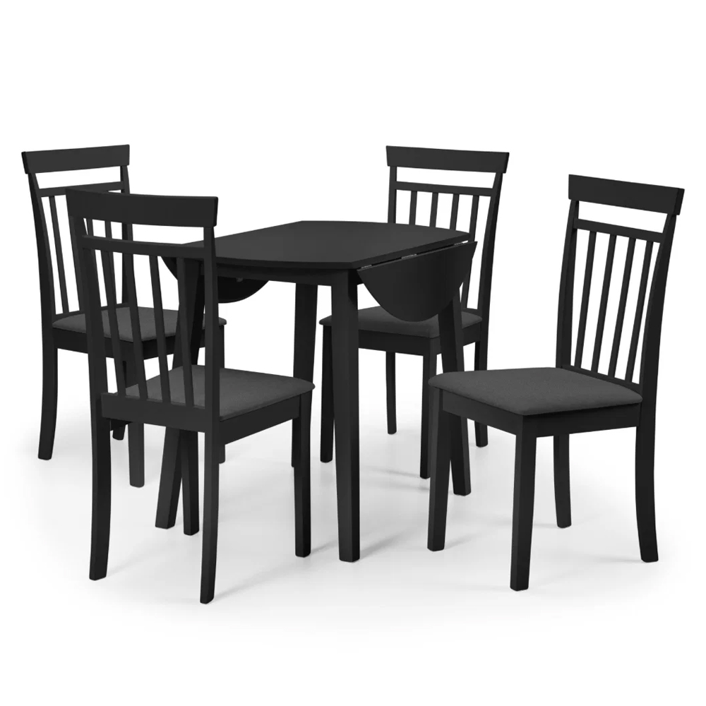 Calista Wooden Dropleaf Dining Table with 4 Chairs in Black