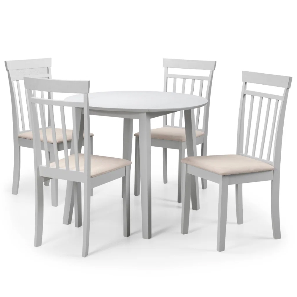 Calista Wooden Dropleaf Dining Table with 4 Chairs in Grey
