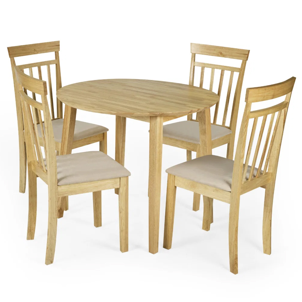 Calista Wooden Dropleaf Dining Table with 4 Chairs in Natural
