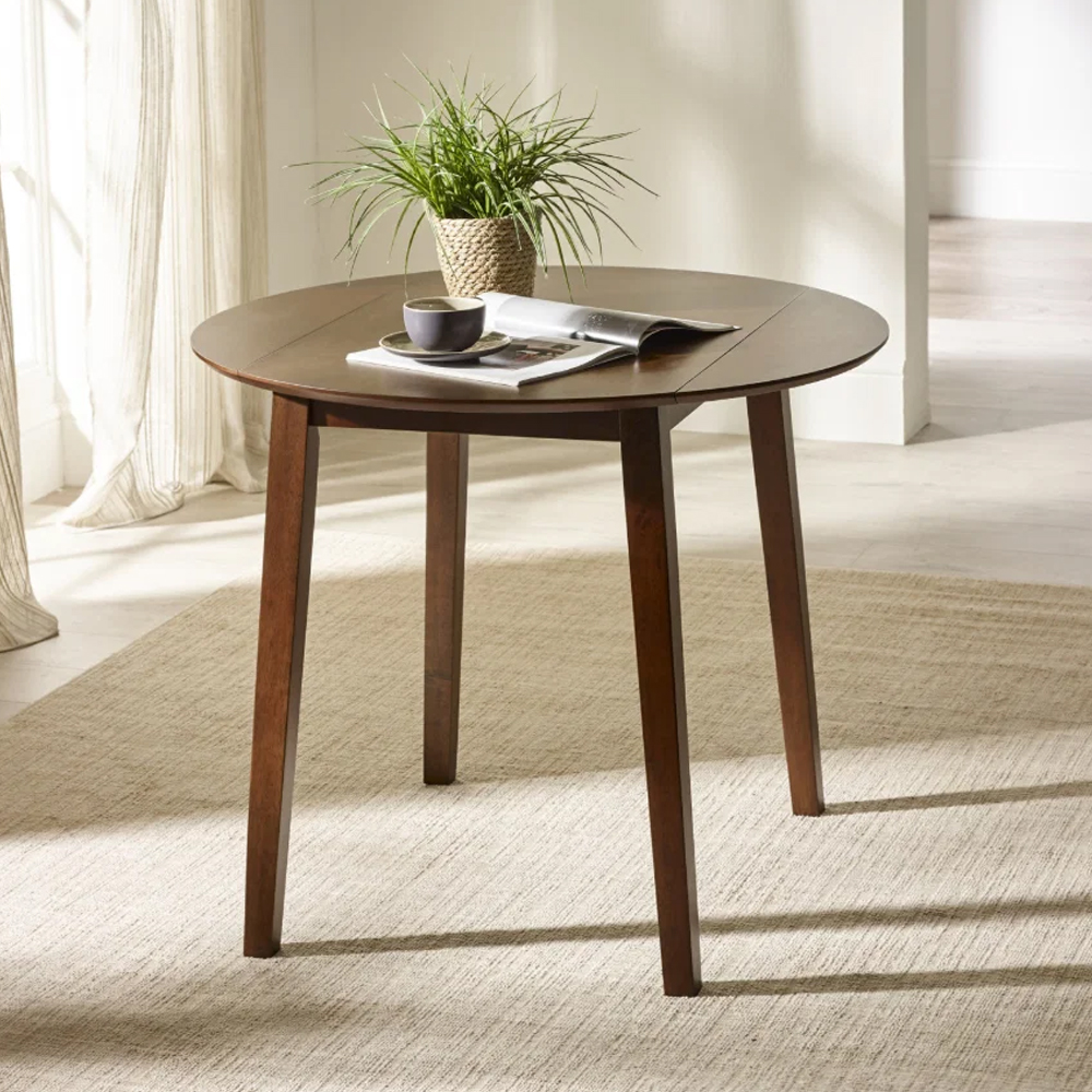 Calista Wooden Dropleaf Dining Table with 4 Chairs in Walnut