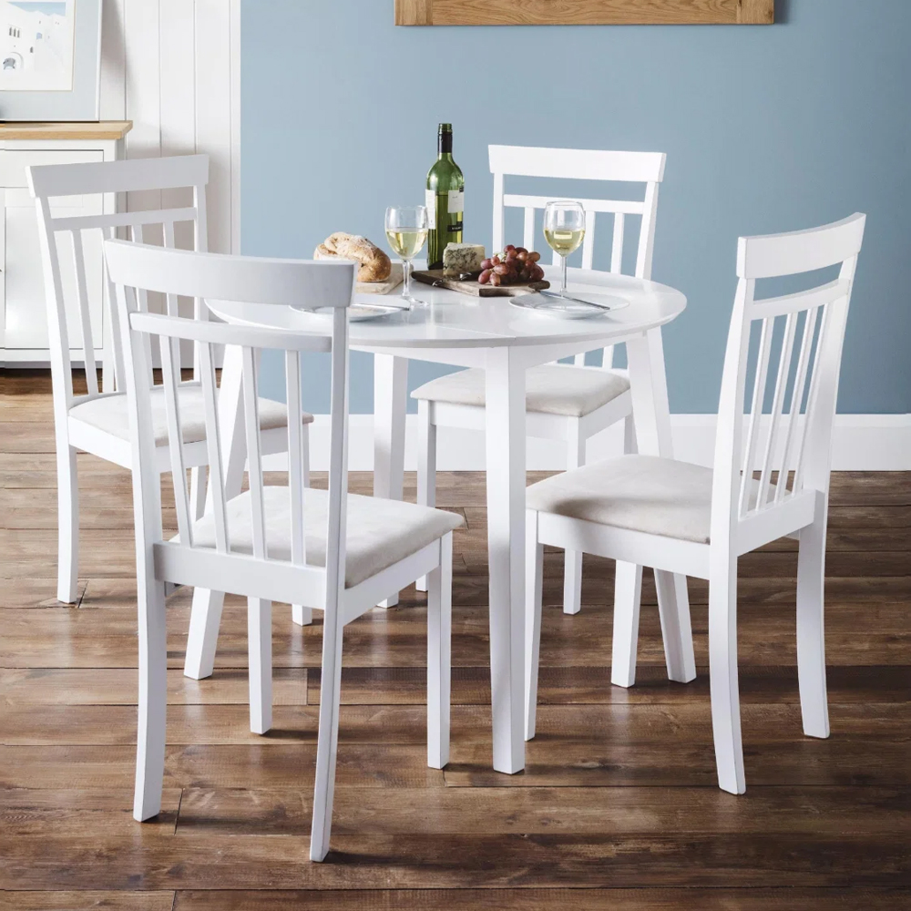Calista Wooden Dropleaf Dining Table with 4 Chairs in White