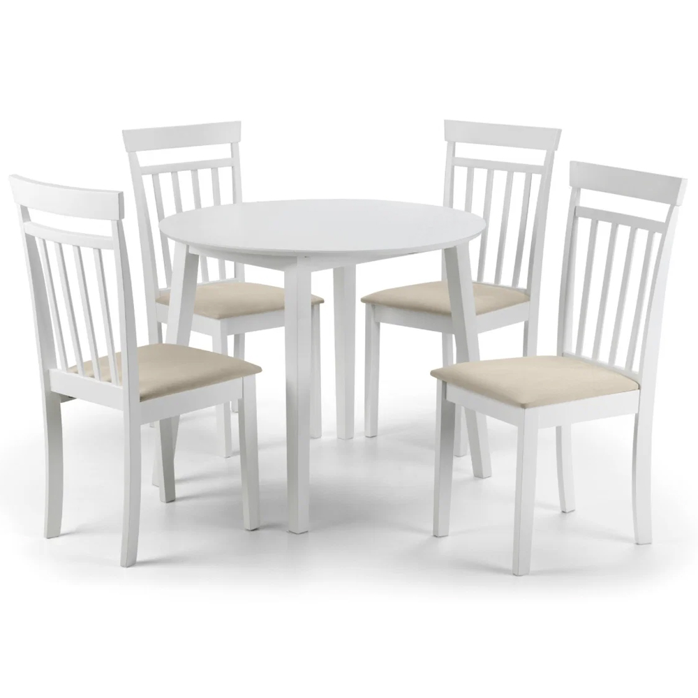 Calista Wooden Dropleaf Dining Table with 4 Chairs in White
