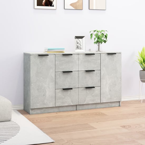 Calix Wooden Sideboard With 2 Doors 6 Drawers In Concrete Effect