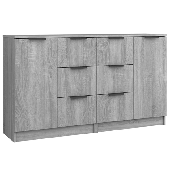 Calix Wooden Sideboard With 2 Doors 6 Drawers In Grey Sonoma Oak