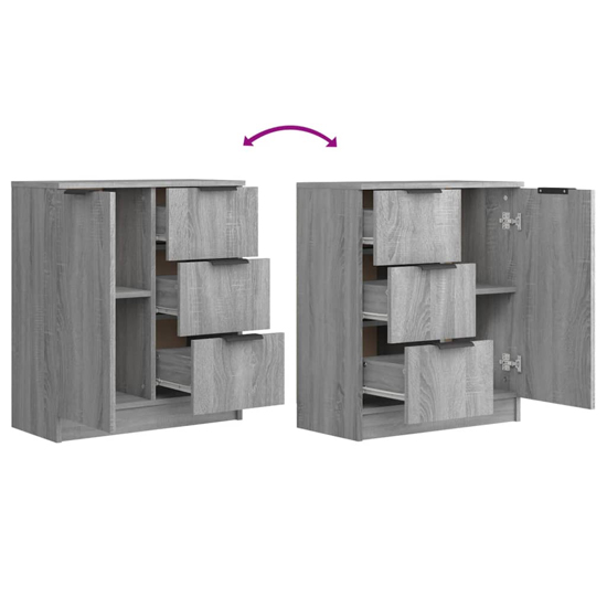 Calix Wooden Sideboard With 2 Doors 6 Drawers In Grey Sonoma Oak